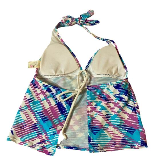 Beach Scene Halter Bikini Tankini Top 90s Y2K Print Size S - Picture 8 of 8